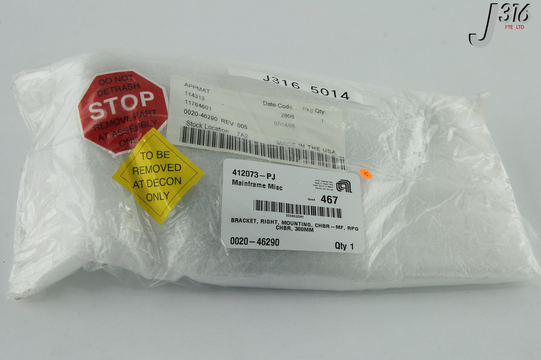 5014 APPLIED MATERIALS BRKT RIGHT MOUNTING CHBR-MF RPG CHBR 300MM